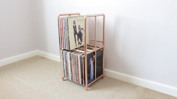 Vinyl Record Storage Tower - Industrial Copper Pipe (2 tiers)