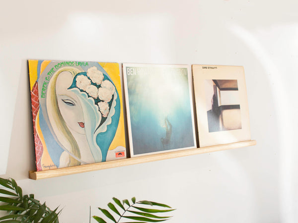 Triple Vinyl Record Display - Handmade from Hardwood | Gift for music lover