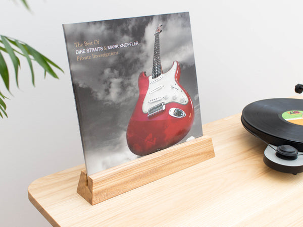 Hardwood Vinyl Record Sleeve Holder, 'Now Playing' LP Display - Handmade from Oak or Ash