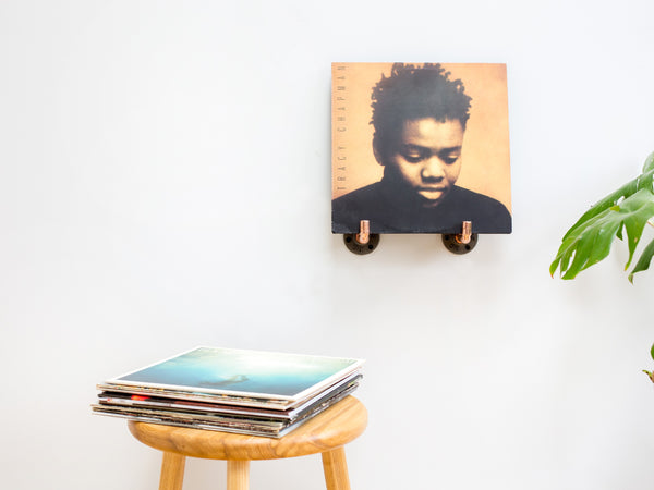 Wall mounted vinyl record display - Handmade with copper pipe - Handmade gift